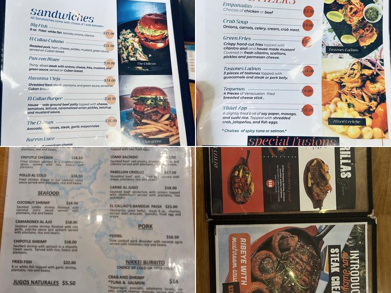 El Callao Latin Fusion Menu