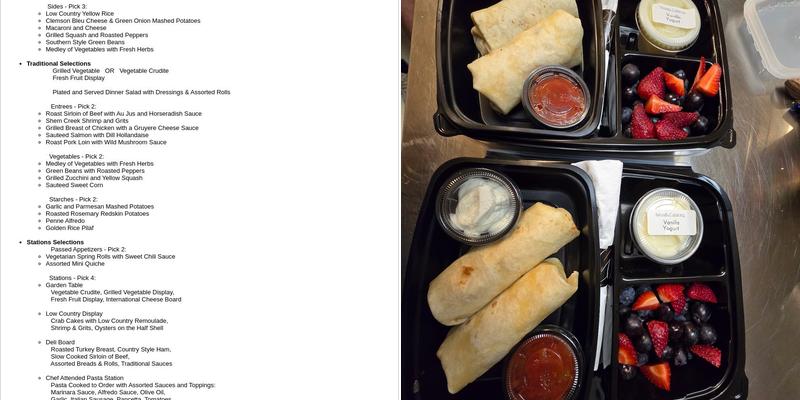 Islands Catering Menu