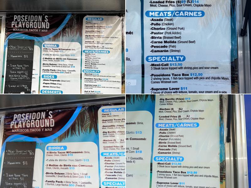 Poseidon Playground LLC Menu