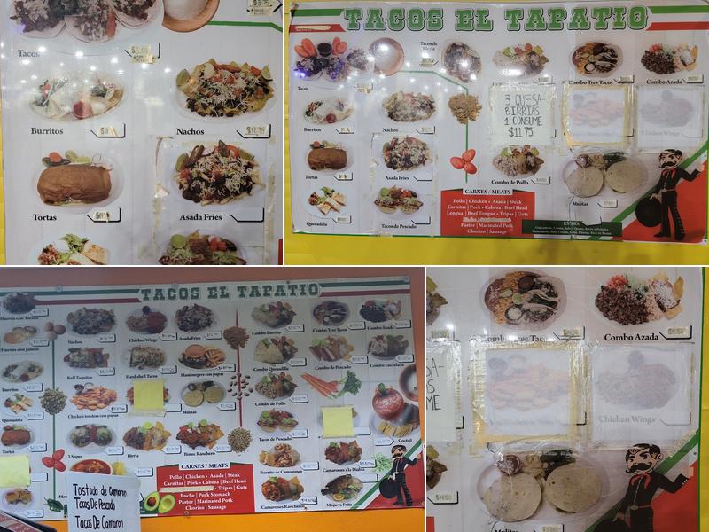 Tacos El Tapatio Menu