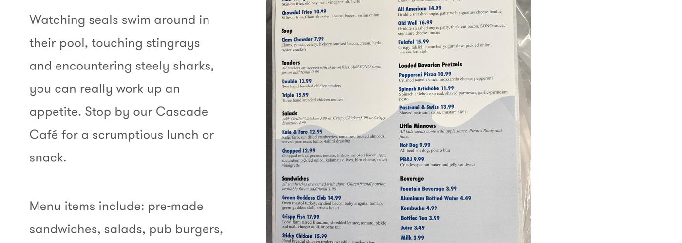 Cascade Cafe Menu