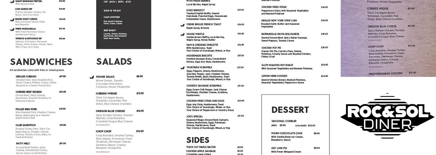 ROC&SOL Diner Menu