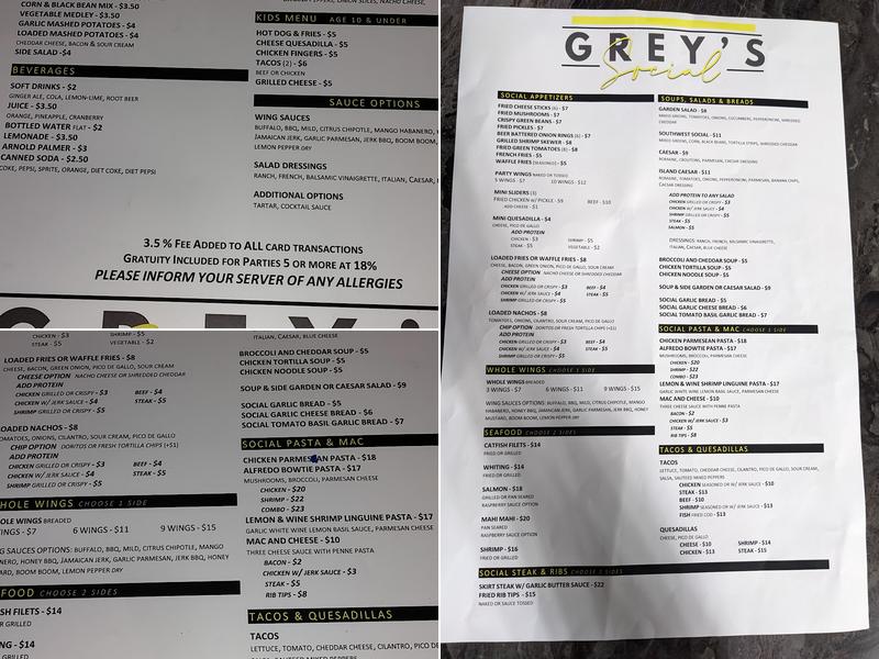 Grey's Social Menu