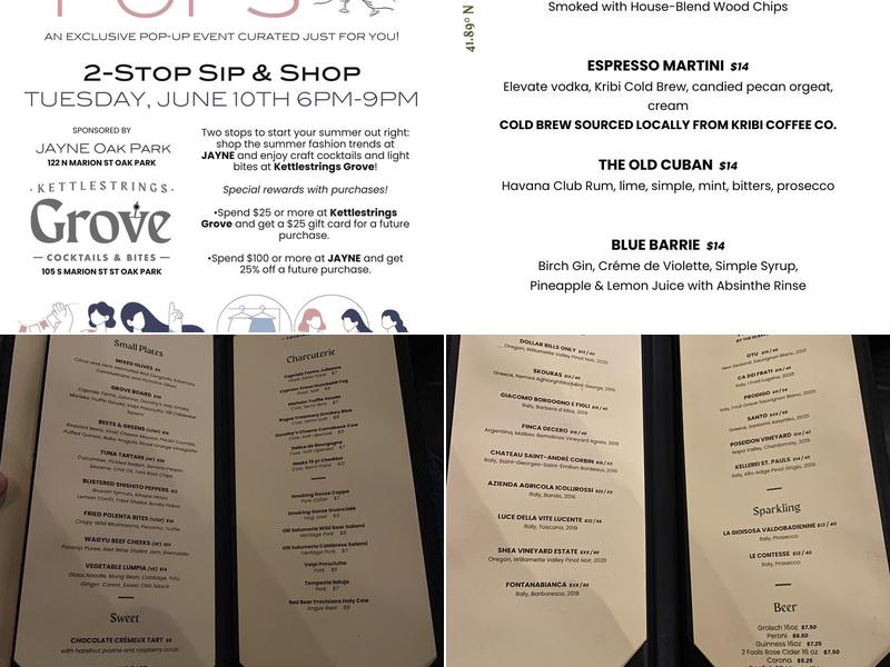 Kettlestrings Grove Menu