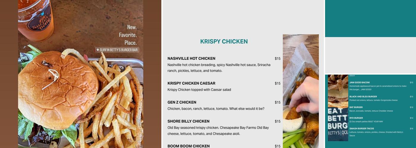 Surfin Betty’s Burger Bar Menu