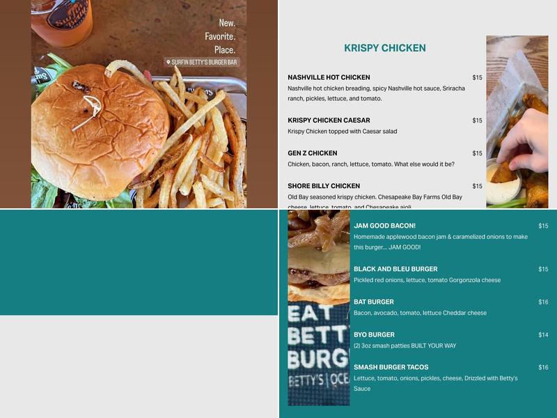 Surfin Betty’s Burger Bar Menu