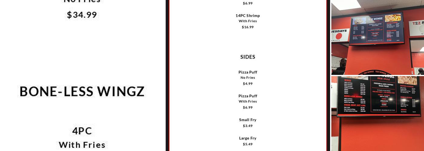TEZ WINGZ Menu