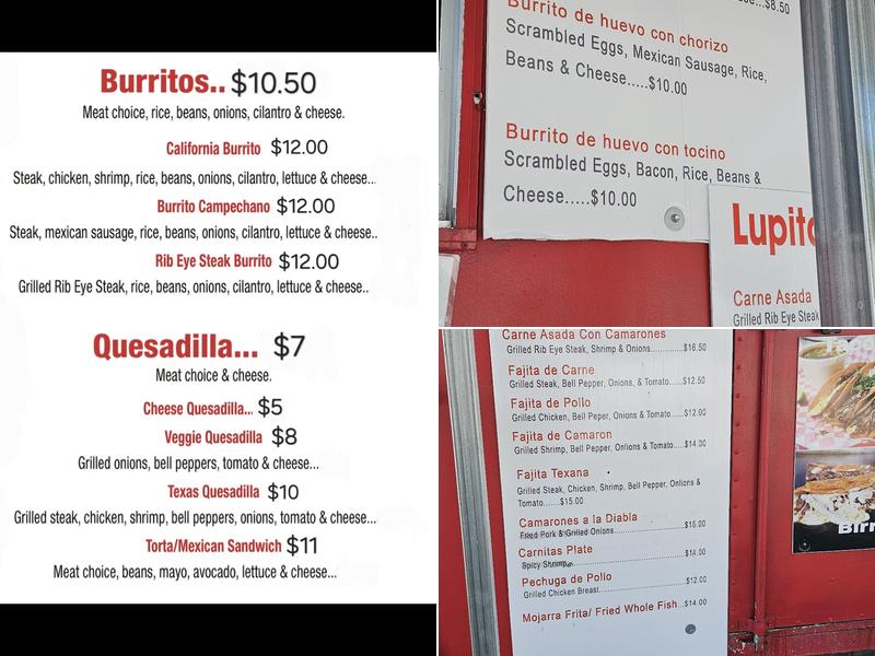 Lupita's Mexican Fast Food Perdido Key Menu
