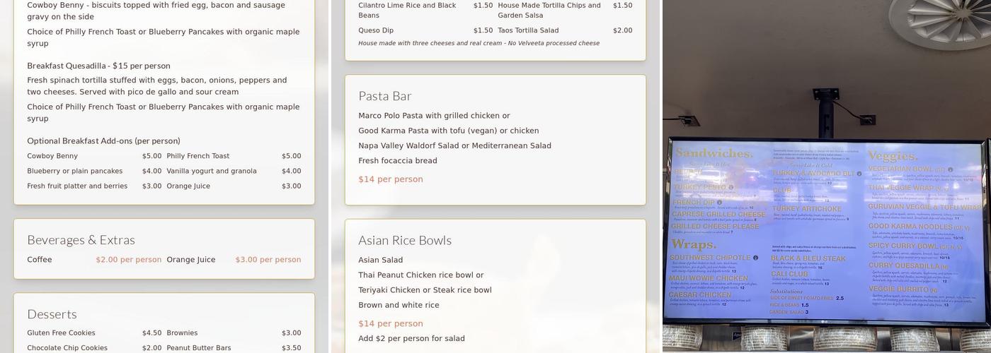 Guru’s Cafe Menu