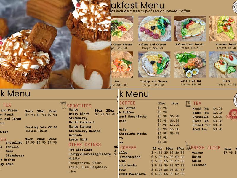 Cello Cafe and Crepes Menu