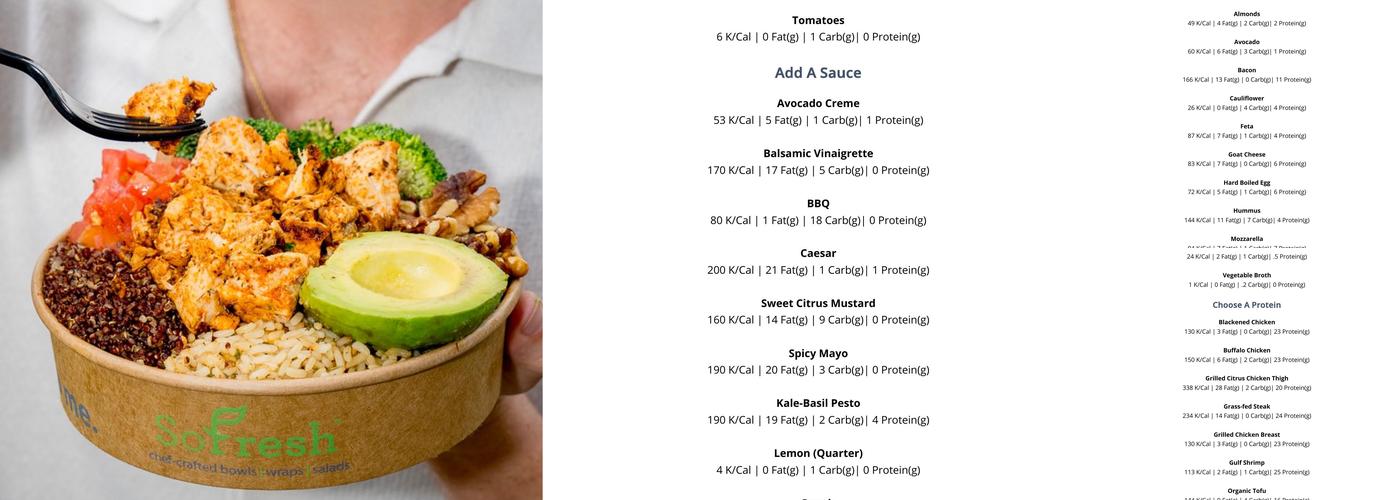 SoFresh Menu