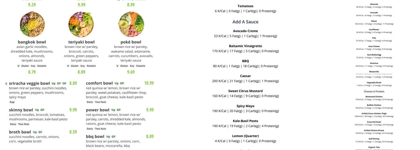 SoFresh Menu
