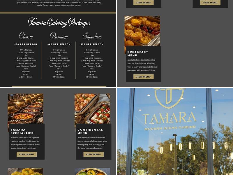 Tamara Modern Indian Cuisine Menu
