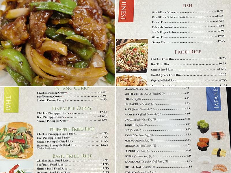 Harmony Chinese Restaurant Menu