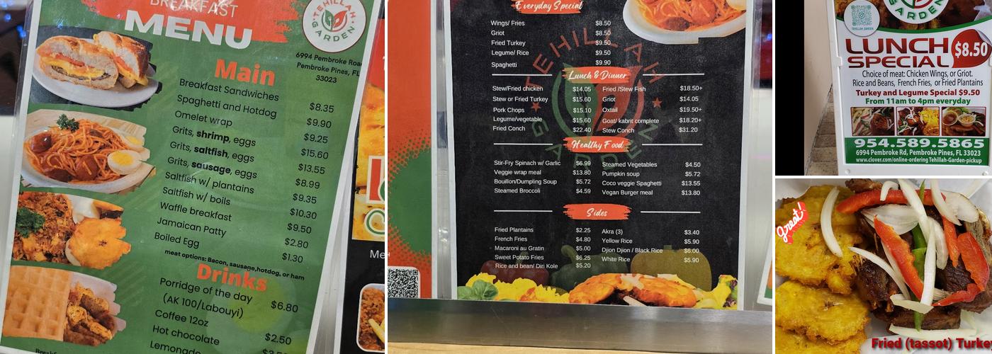 Tehillah Garden Menu