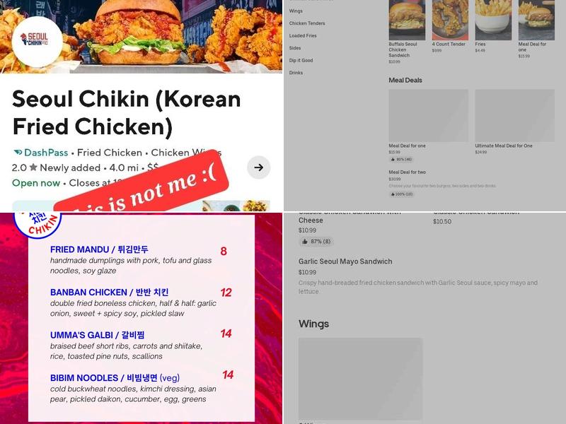 Seoul Chikin (Korean Fried Chicken) Menu