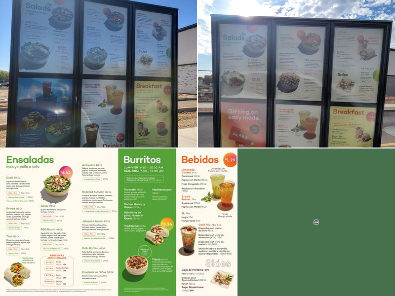 Salad and Go Menu