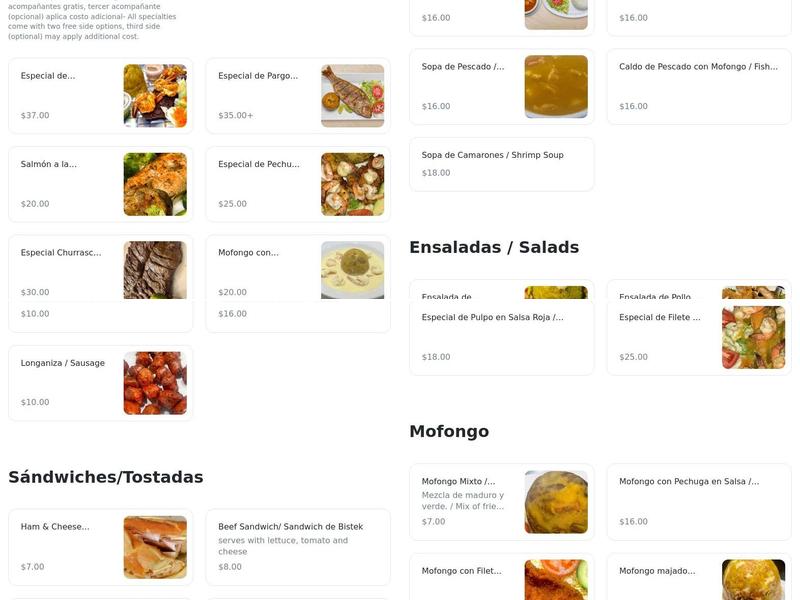 Casa del Mofongo 2 Menu