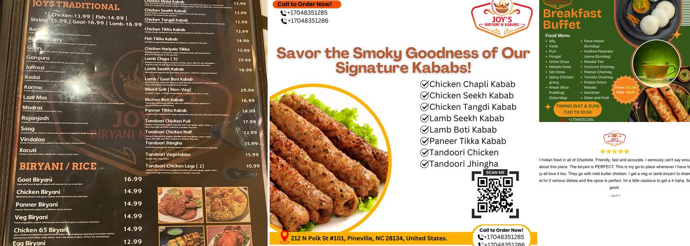 Joy's Biryani N Kababs Menu
