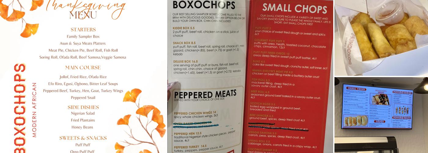BOXOCHOPS Modern African Kitchen Menu