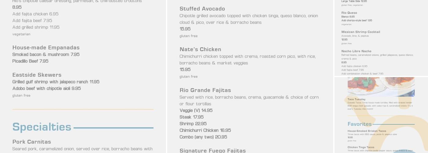 On the Rocks Cantina Menu