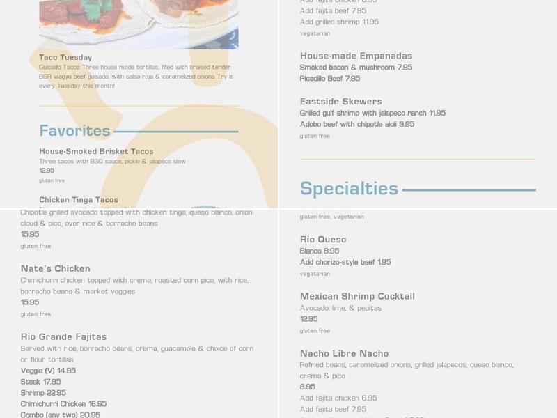 On the Rocks Cantina Menu