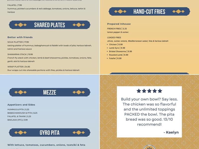 Shawarma Bar Menu