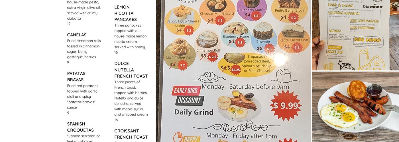 Maple and Cream Restaurant Menu