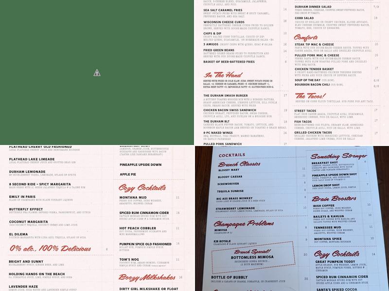 The Durham Kitchen and Cocktails Menu