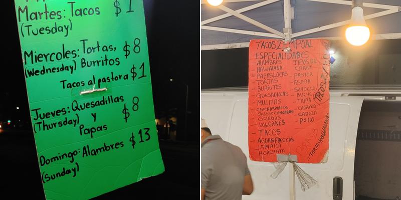 Tacos Zempoal Menu