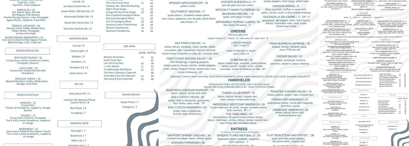 Sharkey's Cafe Menu