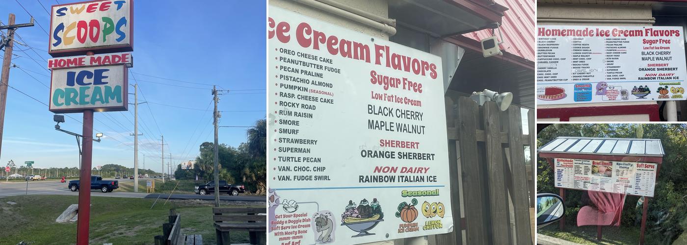 Sweet Scoops Ice Cream Menu