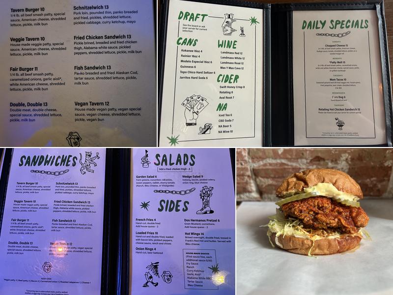 Tulip Shop Tavern Menu