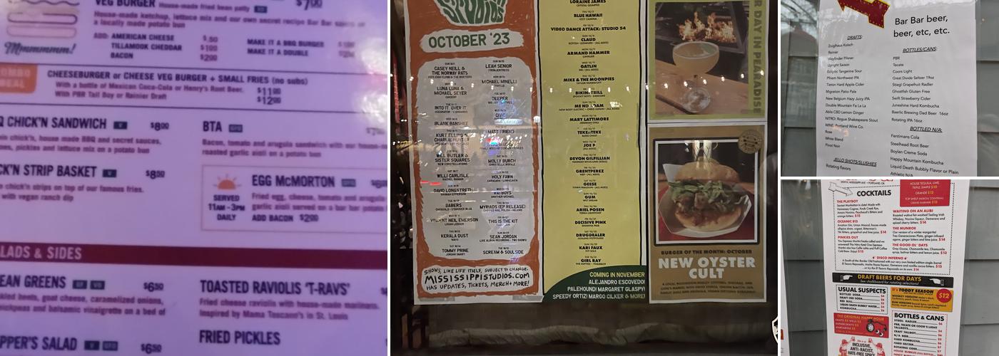 Bar Bar Menu