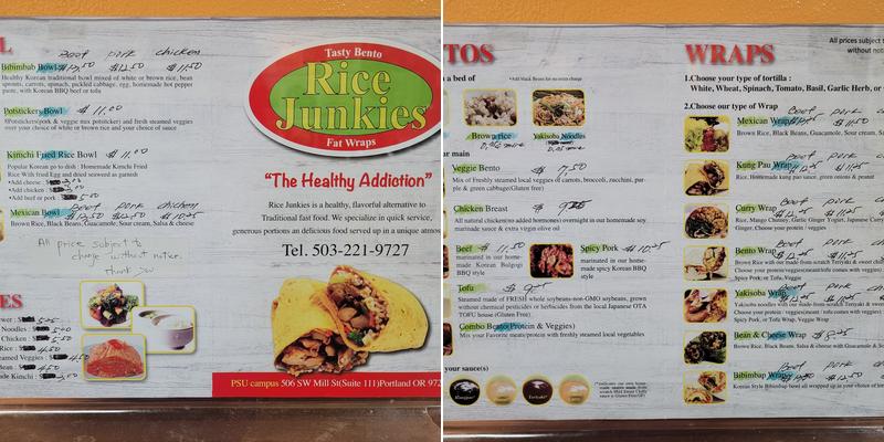 Rice Junkies Menu