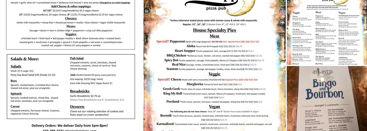 Atlantis Lounge Menu