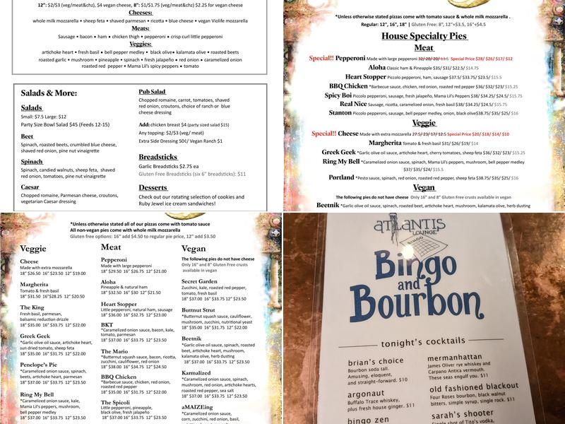 Atlantis Lounge Menu