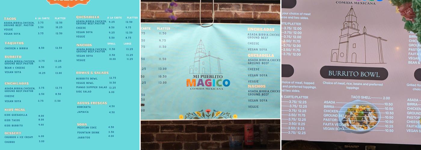 Mi pueblito magico Menu