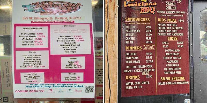 JJ's Louisiana BBQ Menu