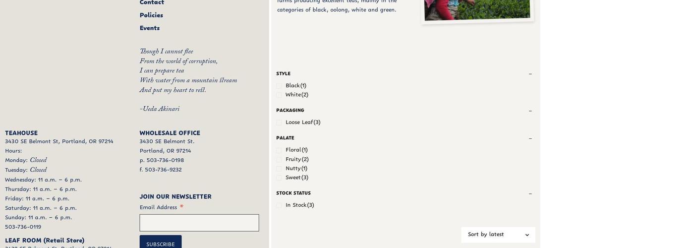 The Tao of Tea - Leaf Room Menu