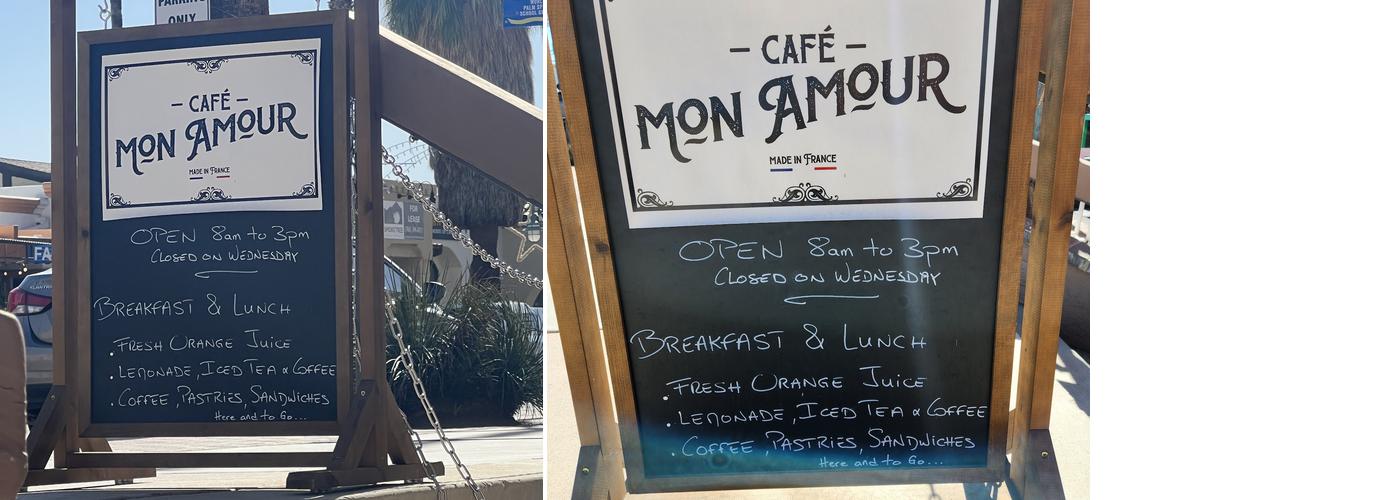 Café Mon Amour Menu