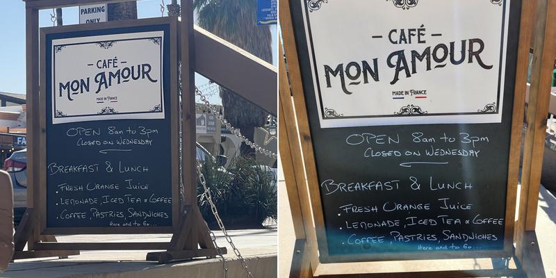 Café Mon Amour Menu