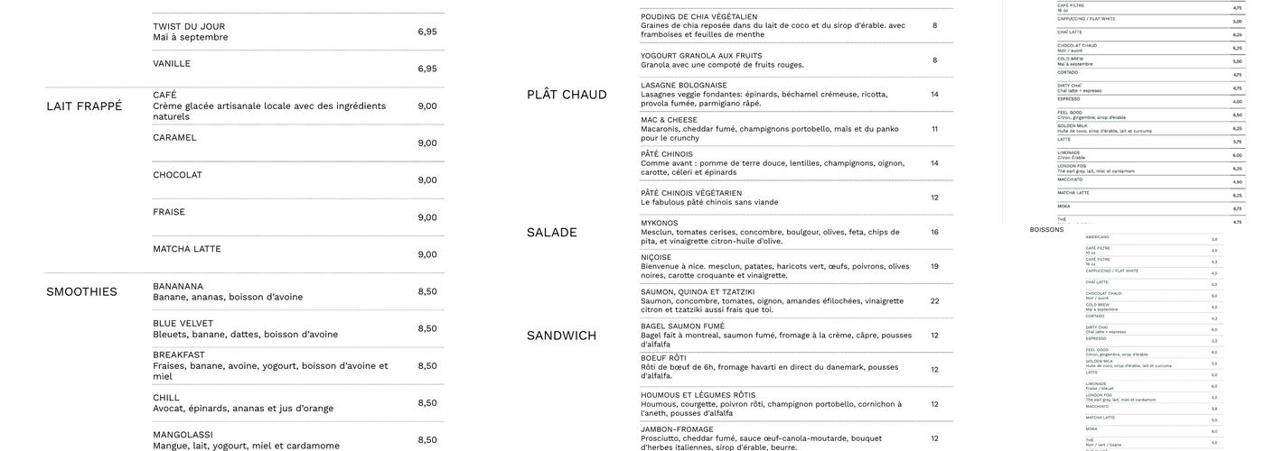 Le Petit Dep｜Café-Épicerie Fine｜St-Paul Menu