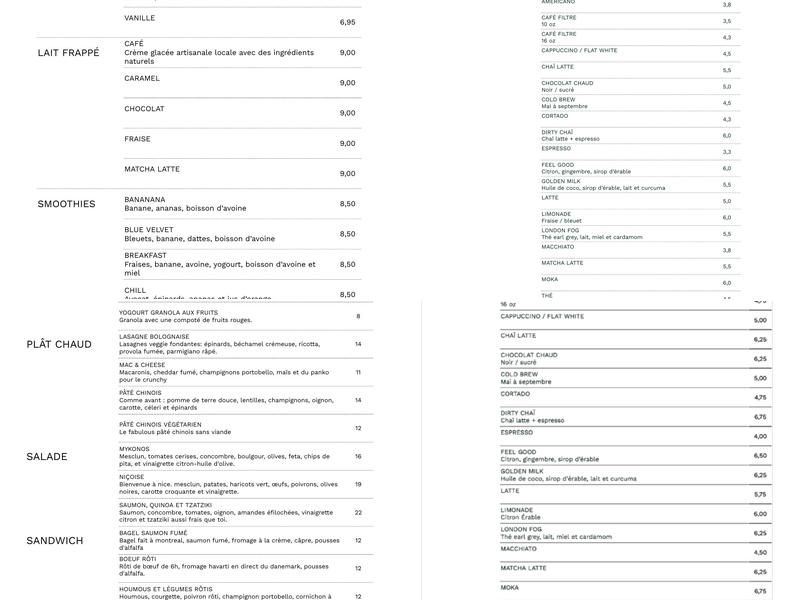 Le Petit Dep｜Café-Épicerie Fine｜St-Paul Menu