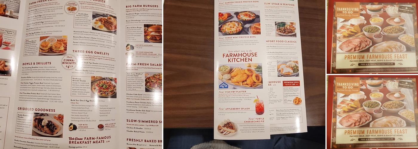 Bob Evans Menu