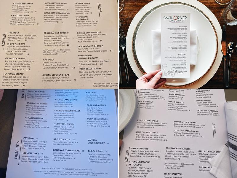 Smith and River Menu