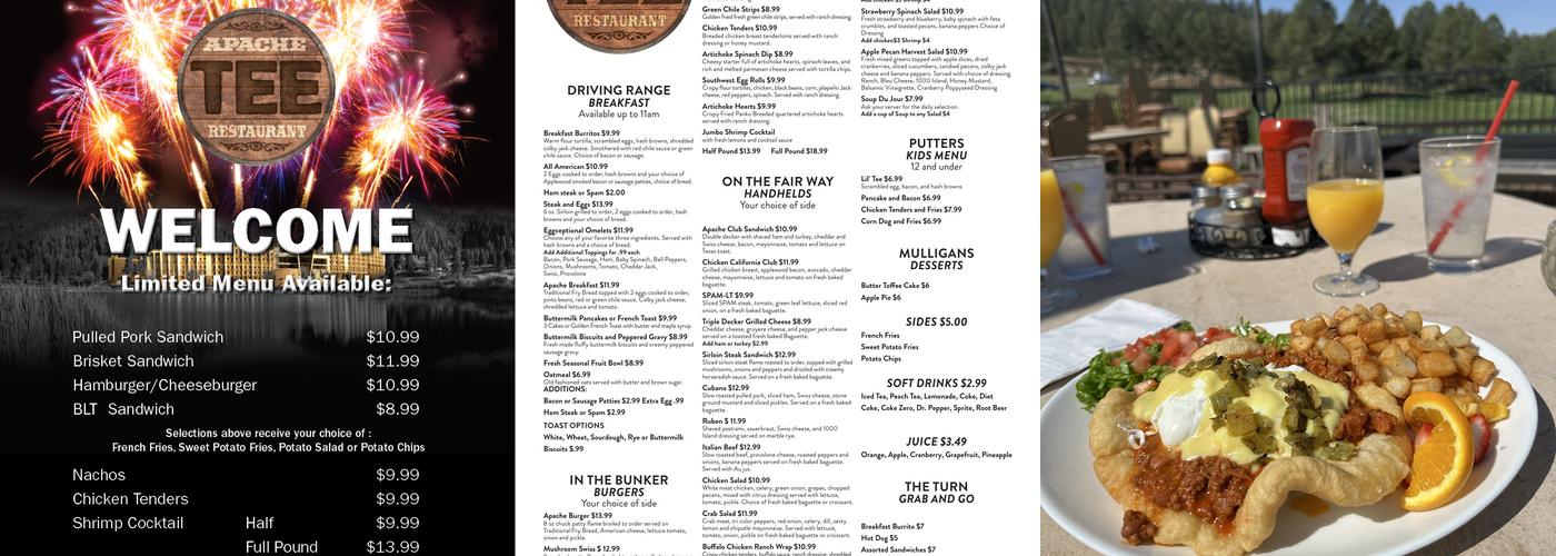 Apache Tee Restaurant Menu