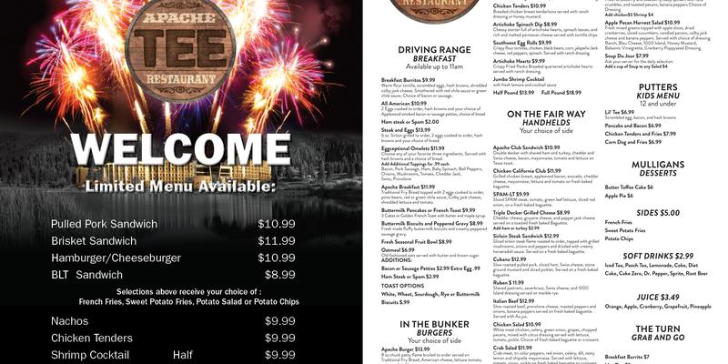 Apache Tee Restaurant Menu