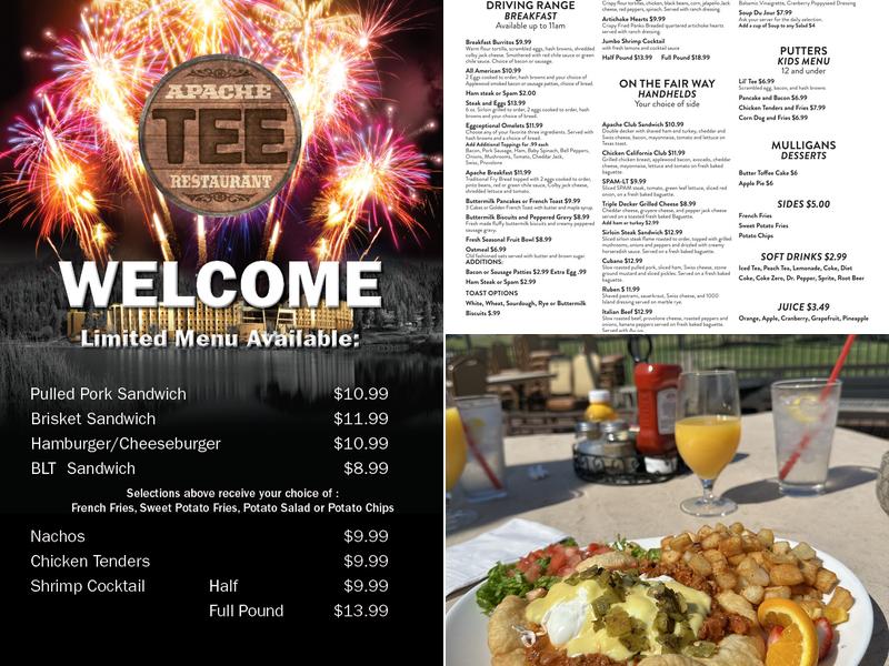 Apache Tee Restaurant Menu