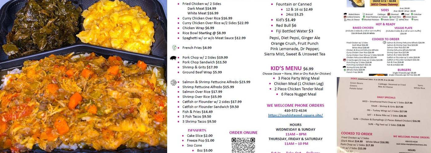 Soul Sista's Restaurant & Lounge Menu